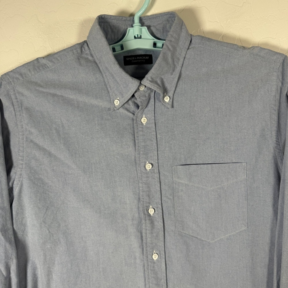 Spier & Mackay Shirt Mens 17/35 Blue Contemporary Oxford Cloth OCBD Button Down
